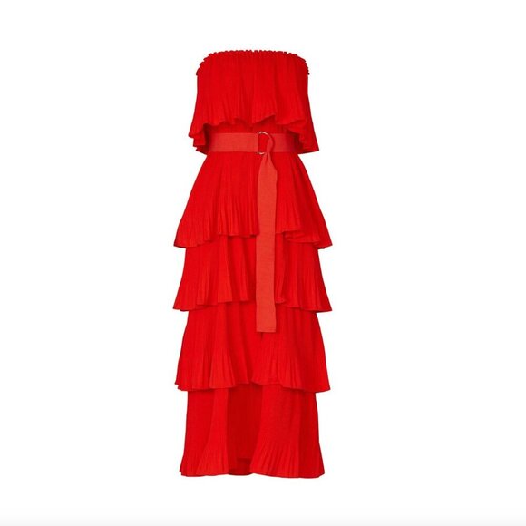 ESSENTIEL ANTWERP Valentina Ruffled Red Dress Size 36 - Picture 3 of 8